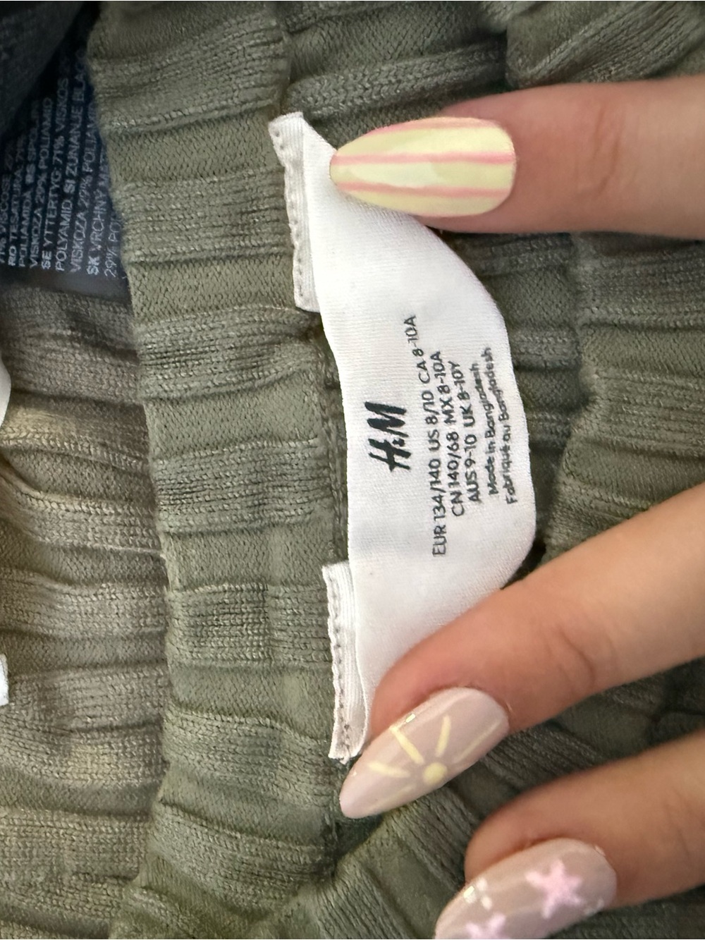 H&M Olive Ribbed Knit Skirt and top set